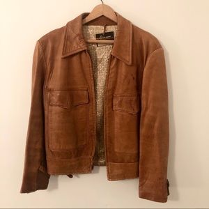 Vintage Tan Men’s Leather Jacket by Sears 42R